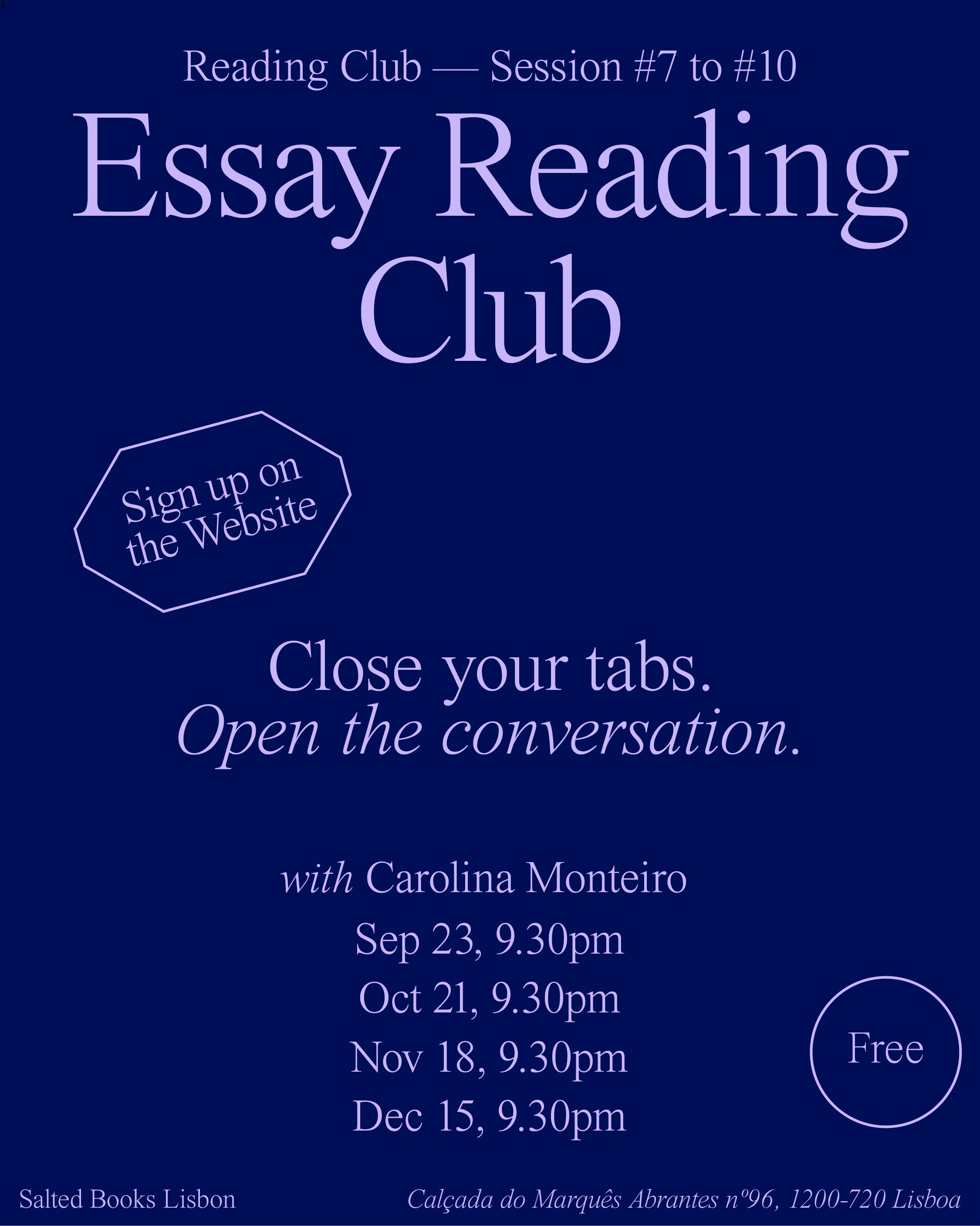 Essay Reading Club — September to December