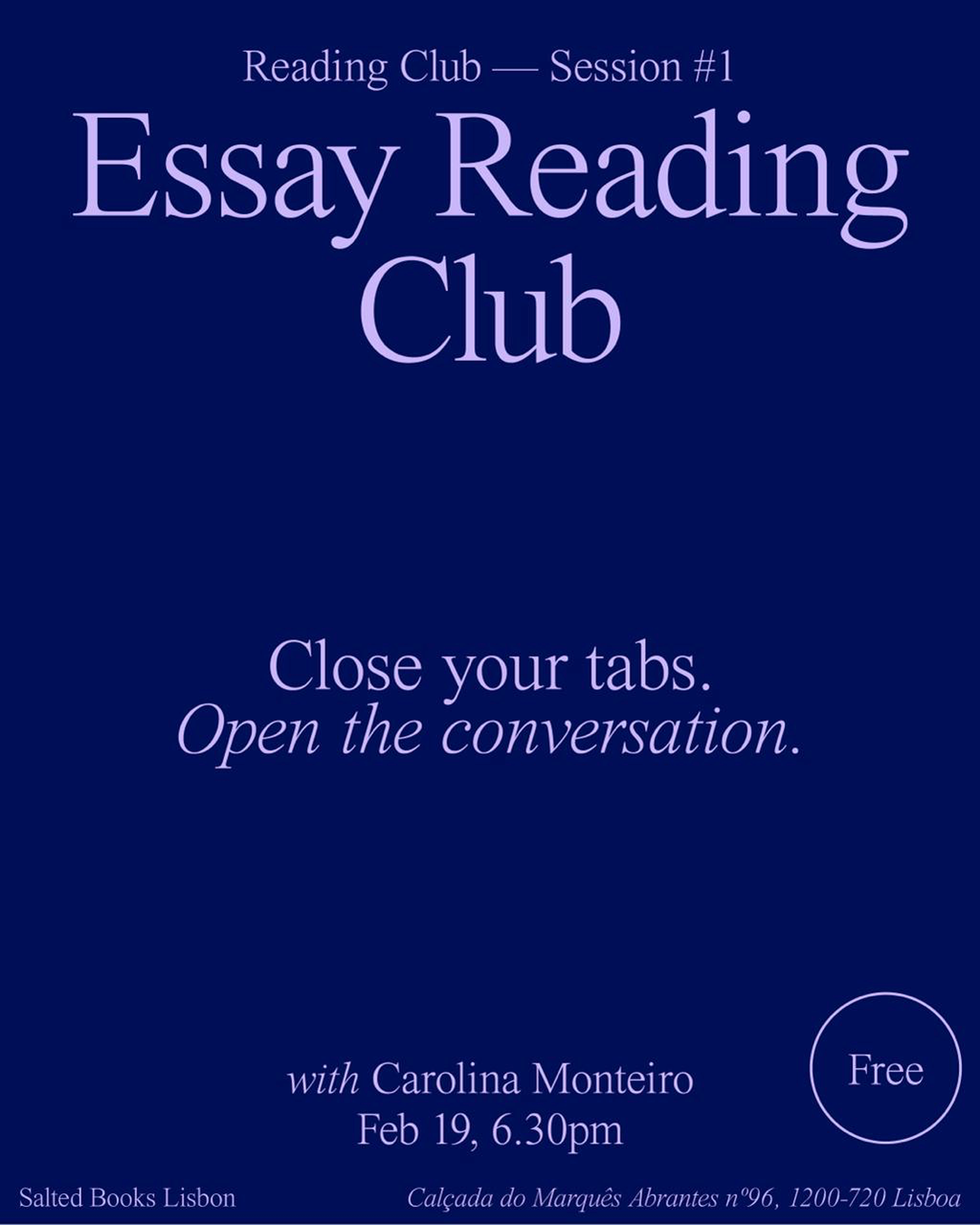 Essay Reading Club - Session #1