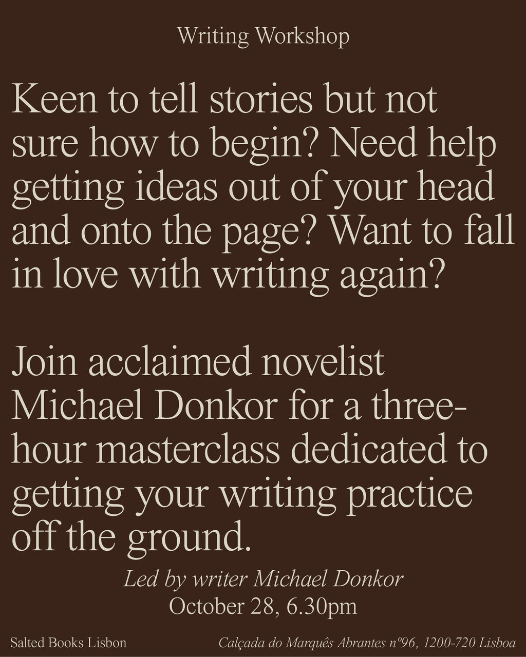 Starting to Write — A Fiction Masterclass