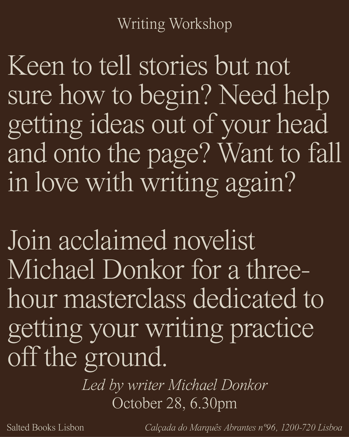 Starting to Write — A Fiction Masterclass