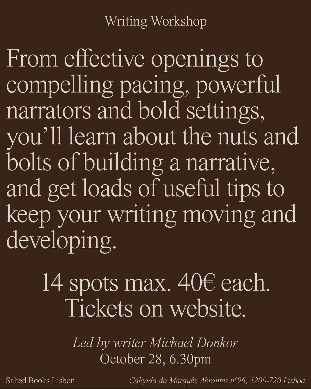 Starting to Write — A Fiction Masterclass