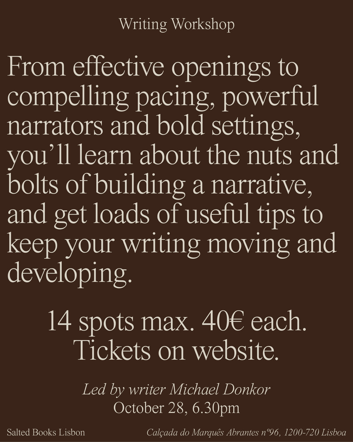 Starting to Write — A Fiction Masterclass