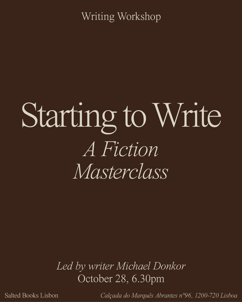 Starting to Write — A Fiction Masterclass